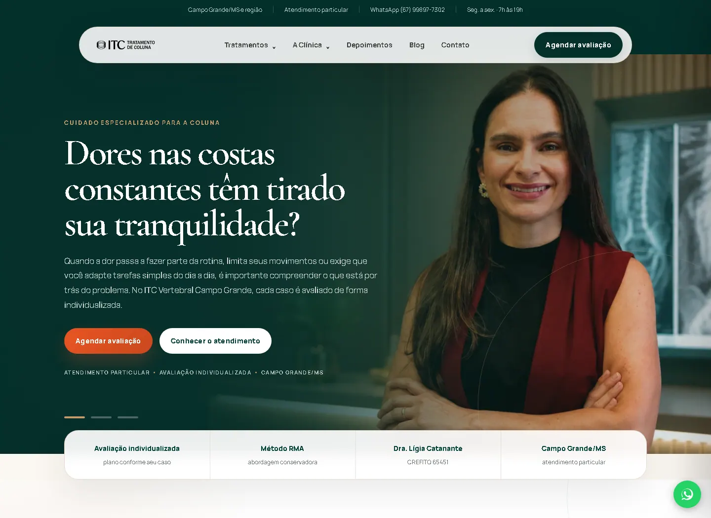 Página inicial criada para o ITC Vertebral Campo Grande